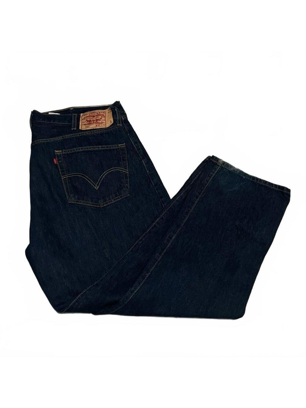 Vtg 90s Y2K Men Levi's 501 XX Button Fly Dark Wash Rigid Denim Straight Jean 42 - Picture 4 of 12